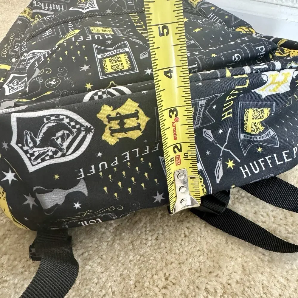 Harry Potter Hufflepuff Backpack Black Yellow Hogwarts House Laptop Bag NWOT